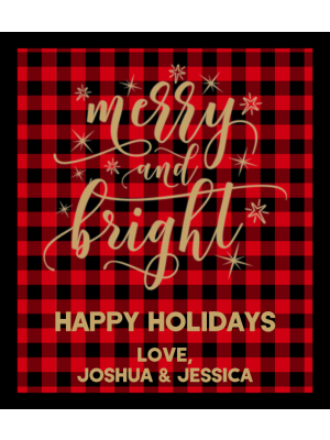 Merry and Bright Buffalo Plaid Champagne Label