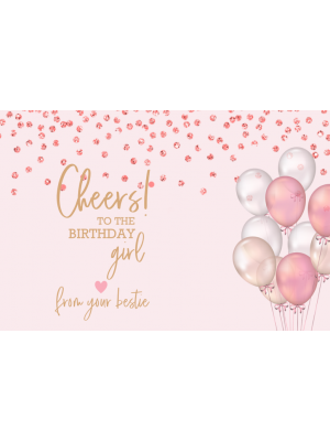 Pink Confetti and Balloons Mini Champagne Labels
