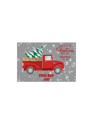 Retro Red Truck Christmas Mini Wine Labels