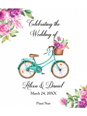 Floral Bicycle Wine Label