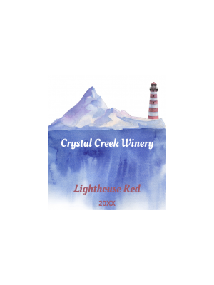 Watercolor Lighthouse Wine Label