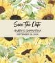 Hand Drawn Sunflower Save The Date Champagne Label