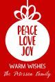 Peace Love Joy Ornament Mini Wine Label