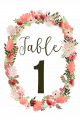 Floral Wreath Table Number Labels