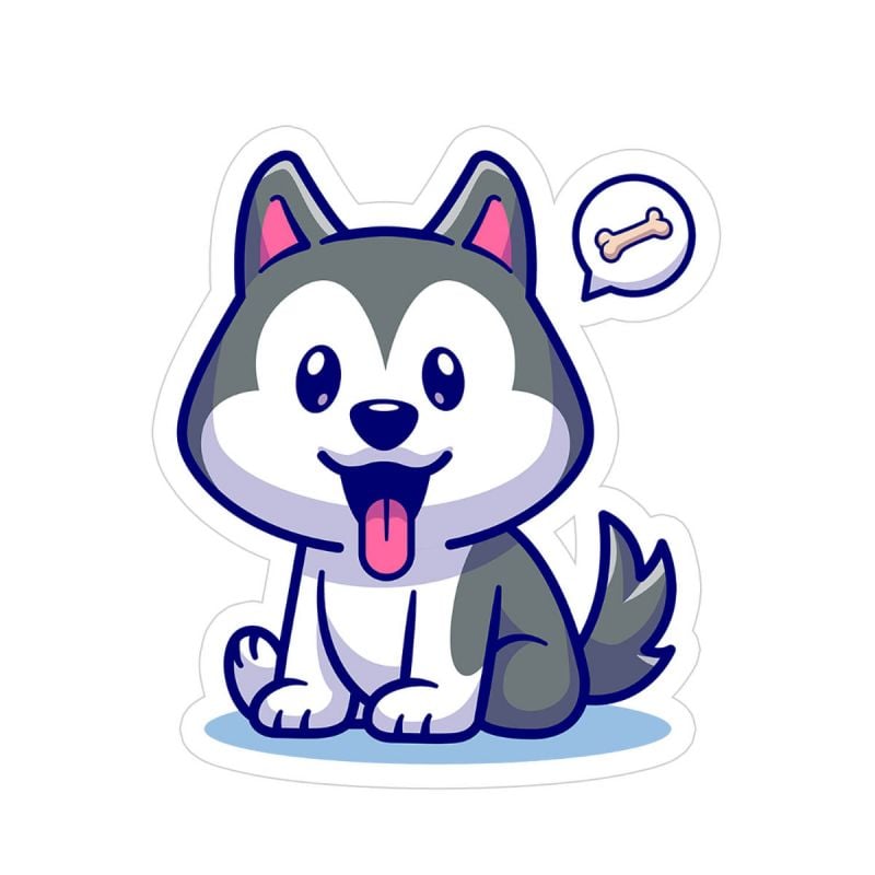 Cute Cartoon Husky Dog Sticker