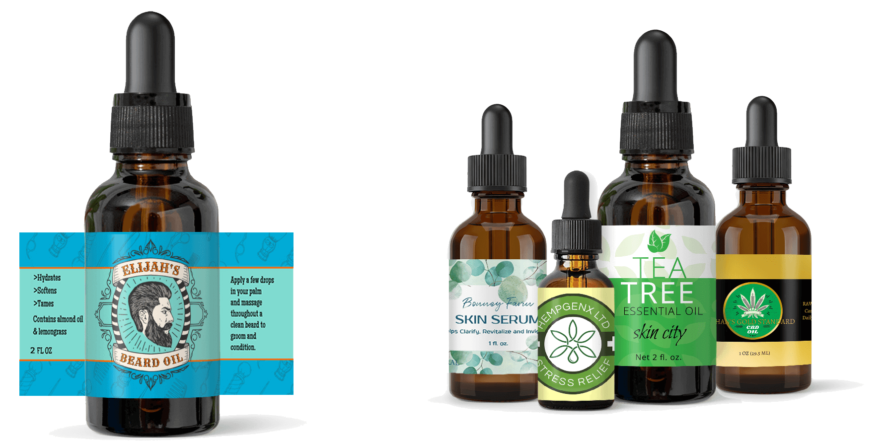 Dropper Bottle Labels for CBD, Essential Oils, Nutraceu