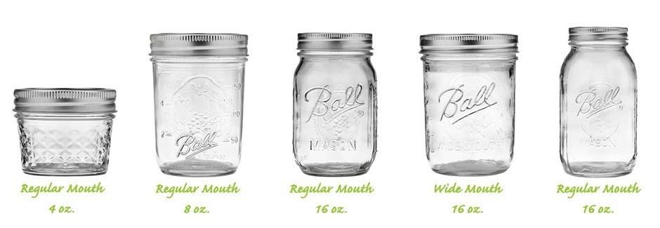 popular sizes of canning jars