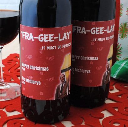 funny christmas wine label